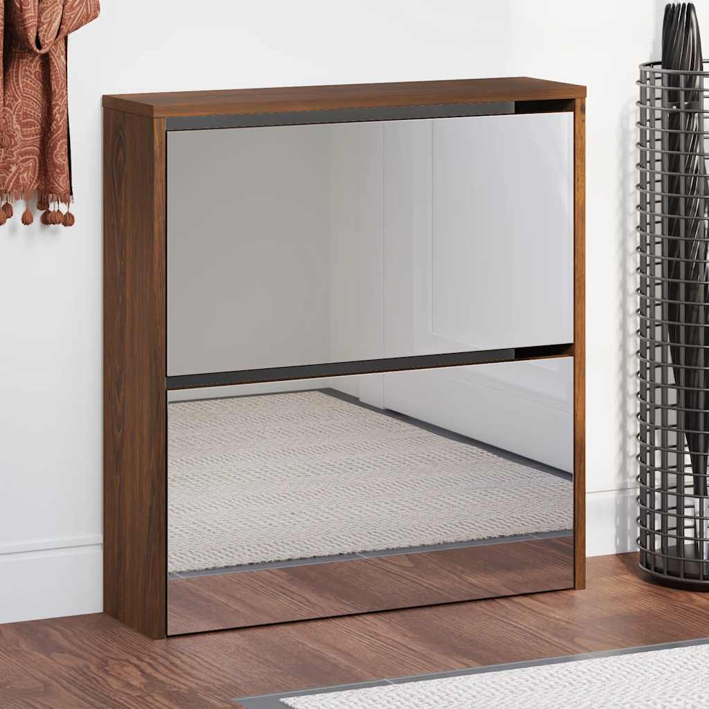 Armoire à chaussures Vidaxl avec miroir 2 couches 63x17x67 cm Browniken