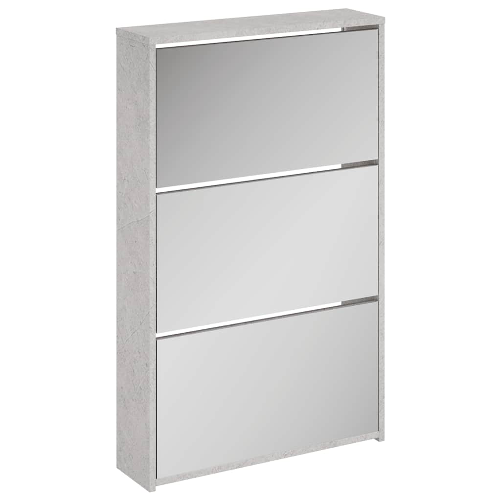Armoire à chaussures Vidaxl avec miroir 3 couches 63x17x102.5 cm Prix de béton