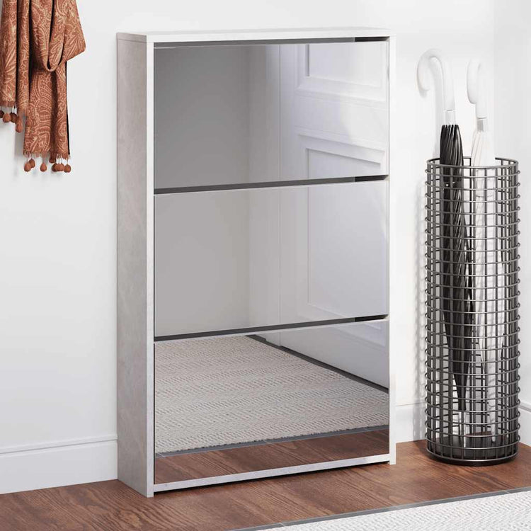 Armoire à chaussures Vidaxl avec miroir 3 couches 63x17x102.5 cm Prix de béton