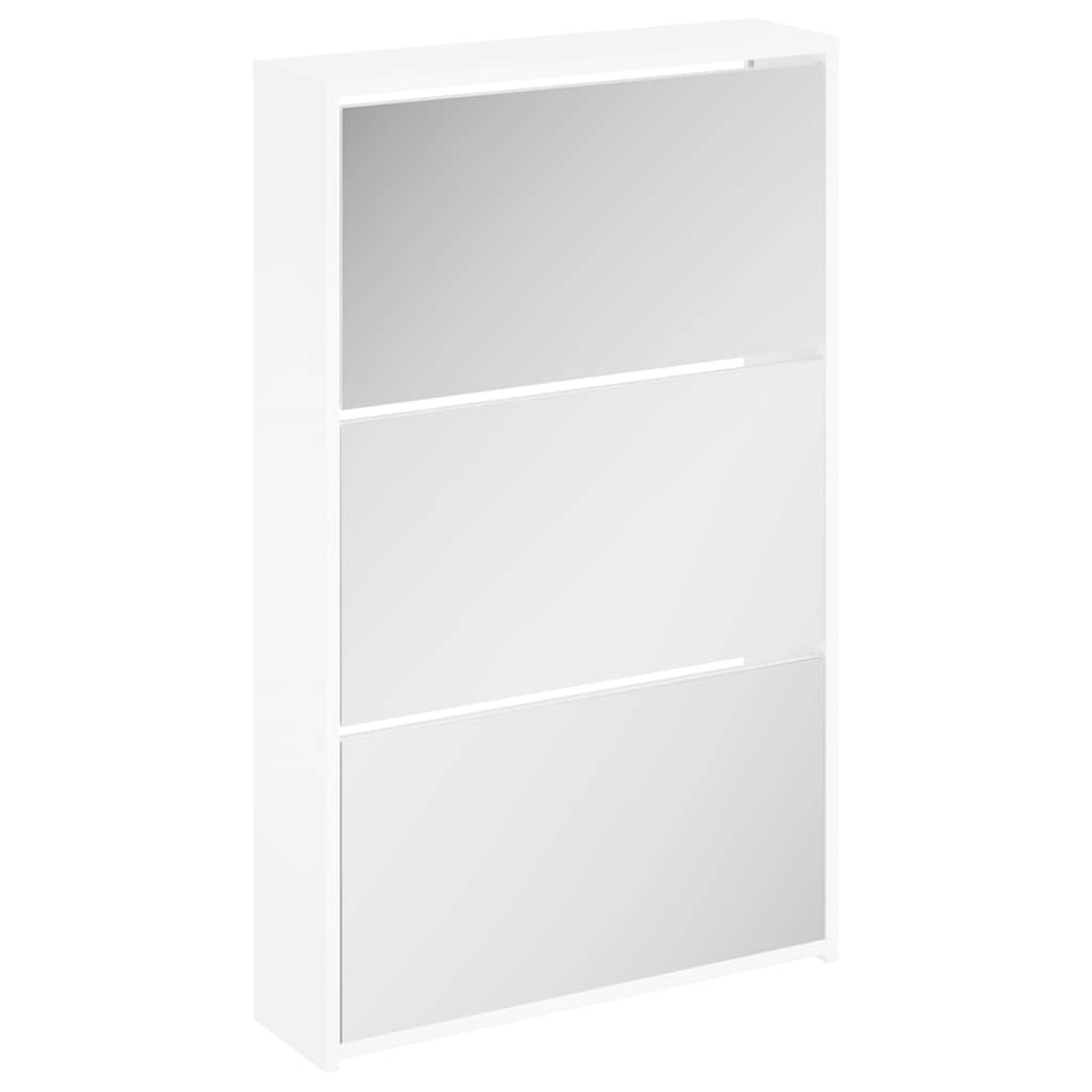 Armoire à chaussures Vidaxl avec miroir à 3 couches 63x17x102,5 cm de haut blanc