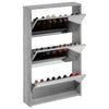 Armoire à chaussures Vidaxl avec miroir 3 couches 63x17x102.5 cm Gray Sonoma