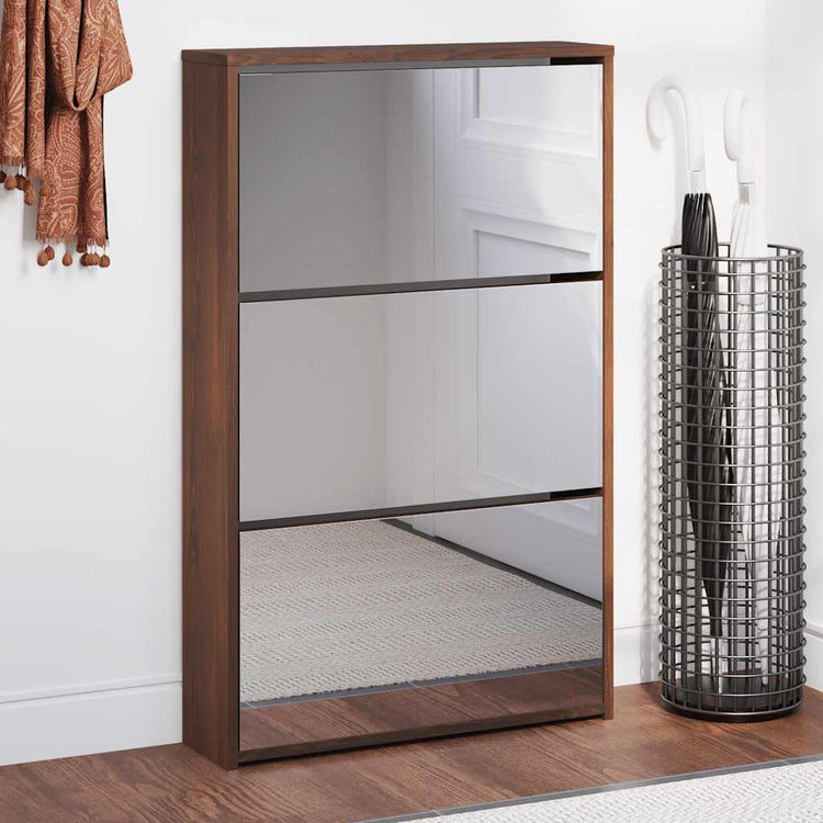Armoire à chaussures Vidaxl avec miroir 3 couches 63x17x102.5 cm Browniken