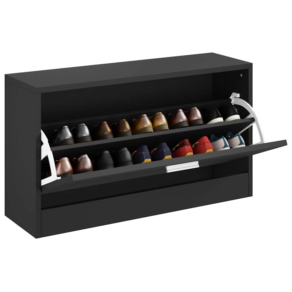 Canapé de chaussure vidaxl 80x24x45 cm en bois transformé noir
