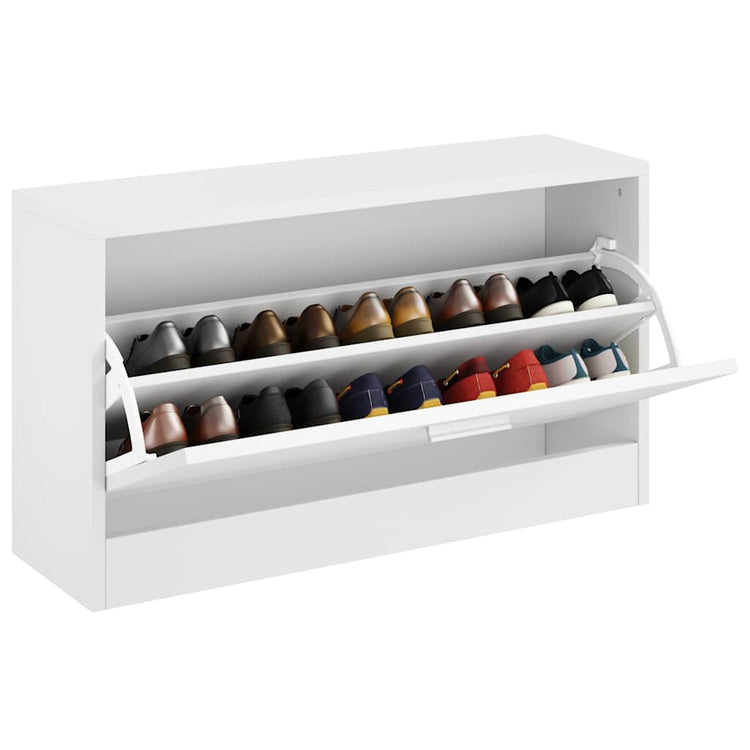 Rack de chaussures Vidaxl 80x24x45 cm Bois de bois de haut brillant blanc