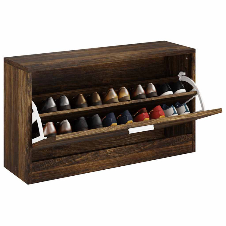 Canapé de chaussures vidaxl 80x24x45 cm chêne fumé en bois transformé