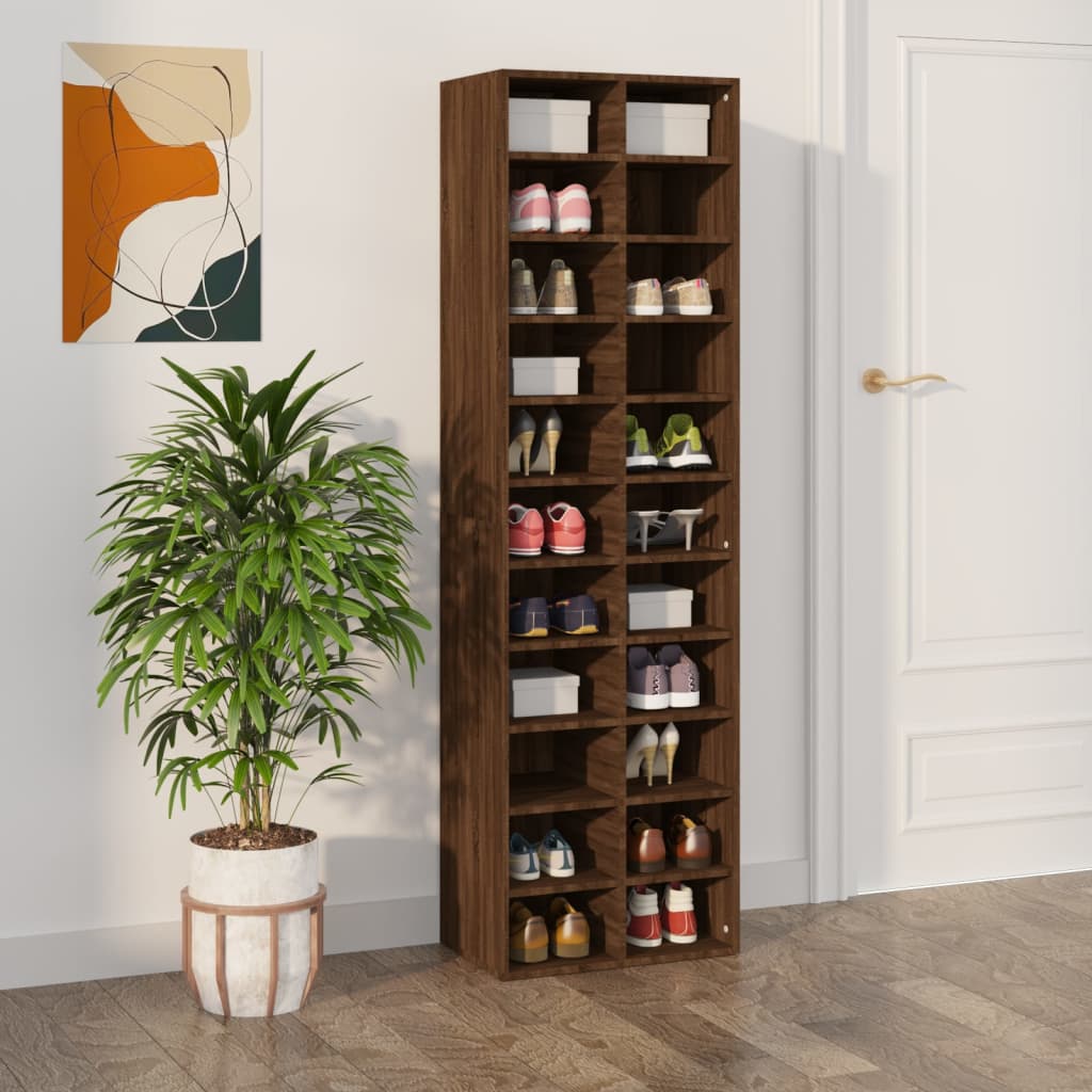 Armoire à chaussures Vidaxl 54x34x183 cm Couleur de chêne marron coupé
