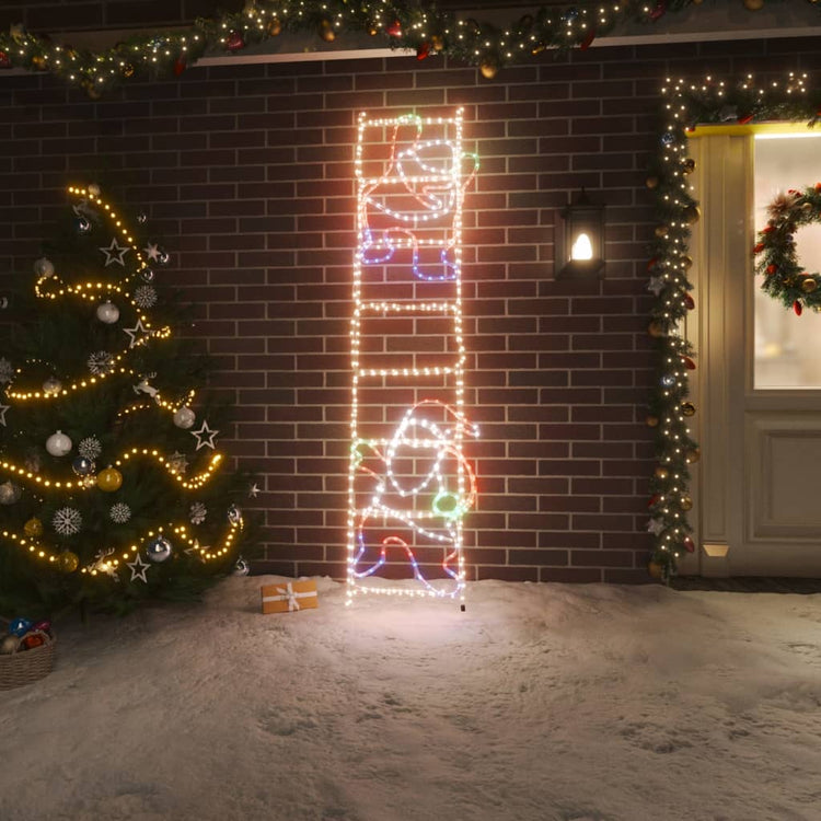 Vidaxl Christmas Figure Santa Claus sur Ladder pliable 552 LEDS 50x200 cm