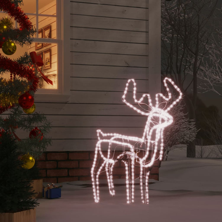 Vidaxl Christmas Figure Rendeer avec tasse mobile de blanc chaud 76x42x87 cm