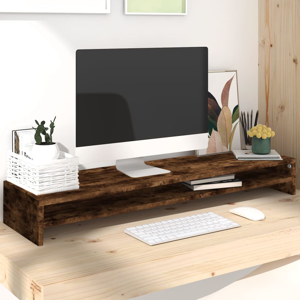 Vidaxl Monitor standard 100x24x13 cm Coule de chêne fumé en bois transformé de couleur