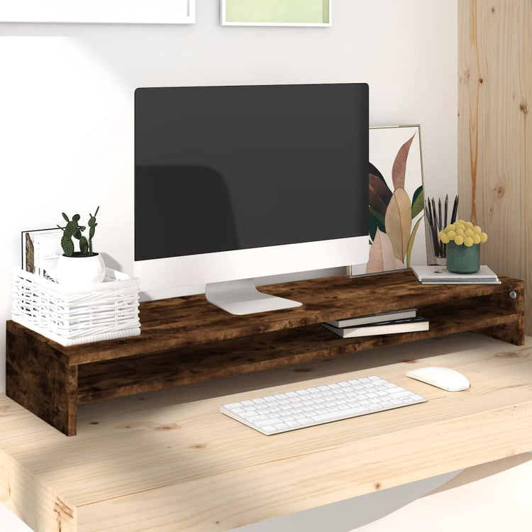 Vidaxl Monitor standard 100x24x13 cm Coule de chêne fumé en bois transformé de couleur