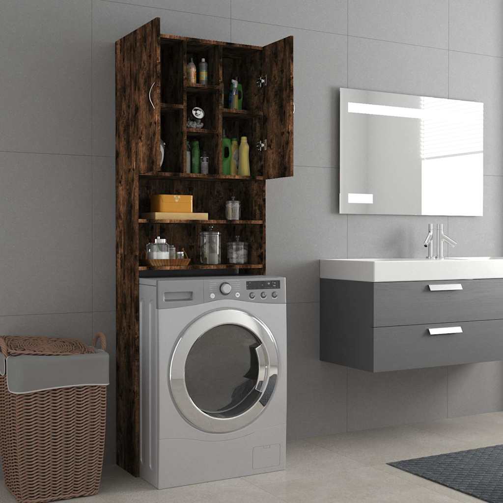 Armoire de machine à laver Vidaxl 64x25.5x190 cm coloré en chêne fumé