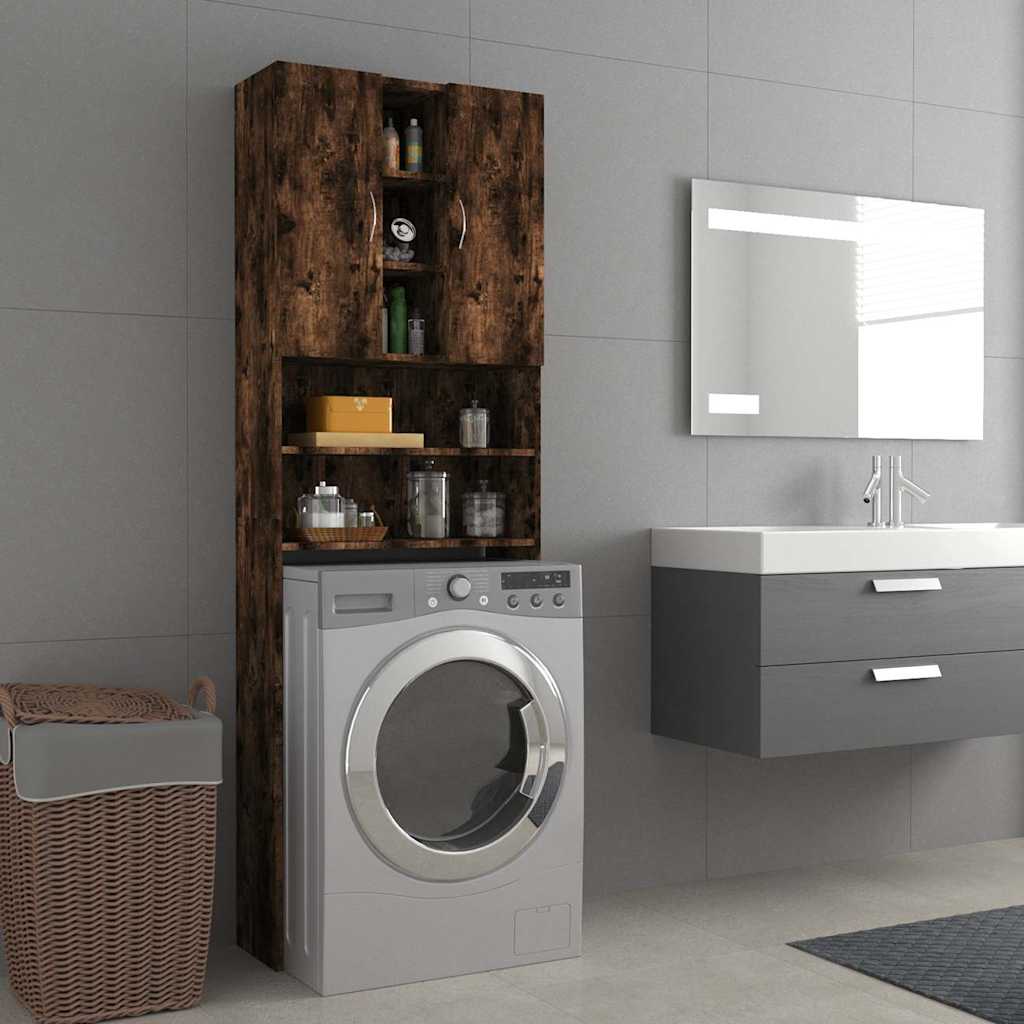 Armoire de machine à laver Vidaxl 64x25.5x190 cm coloré en chêne fumé