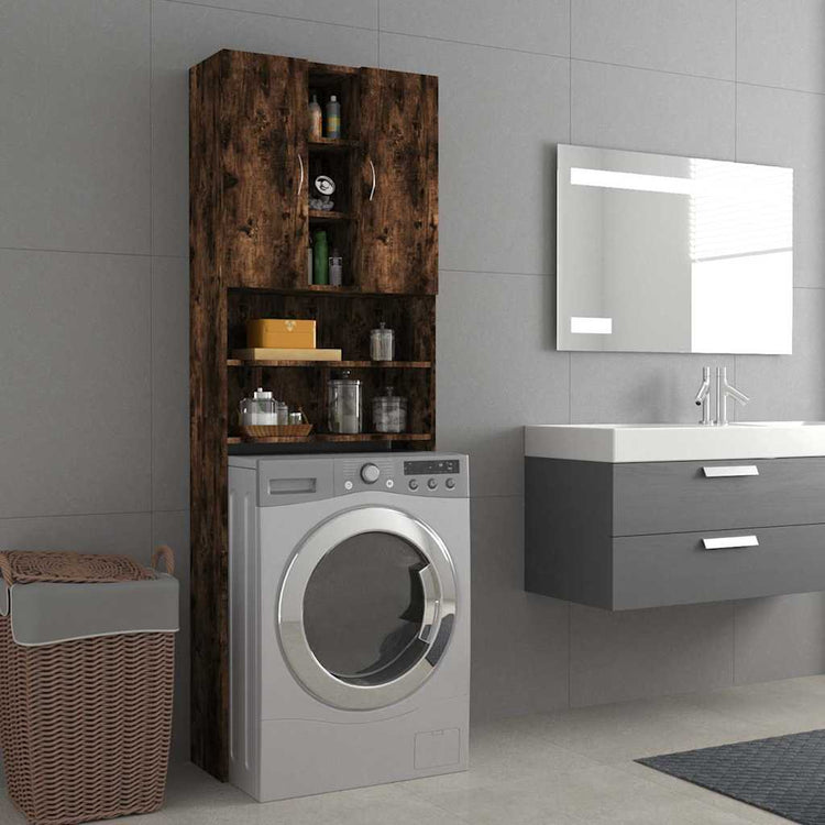Armoire de machine à laver Vidaxl 64x25.5x190 cm coloré en chêne fumé