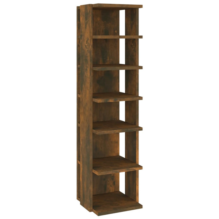 Racks de chaussures Vidaxl 2 PCS 27.5x27x102 cm Chêne fumé en bois transformé