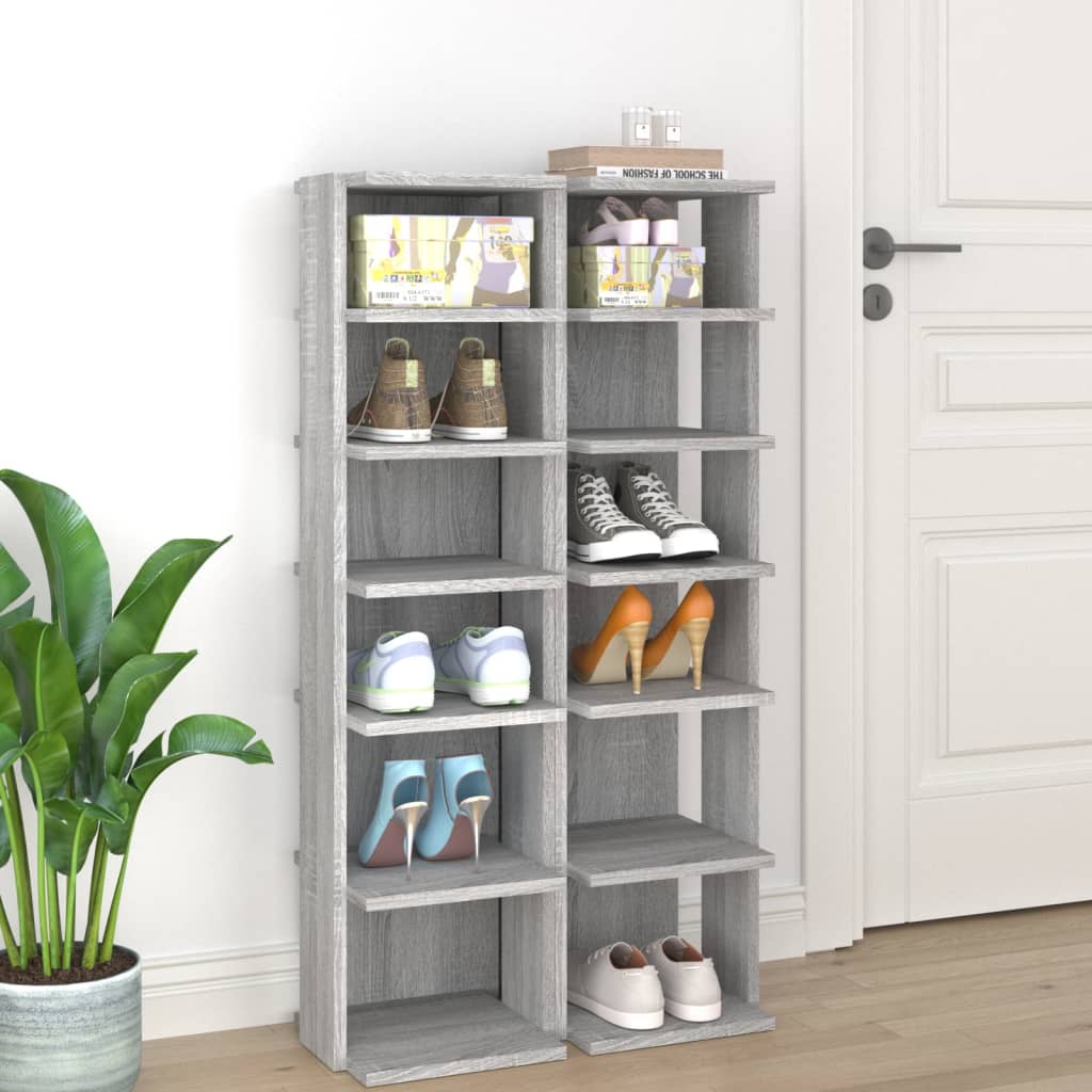 Racks de chaussures Vidaxl 2 PCS 27.5x27x102 cm Bois de bois de bois sonoma