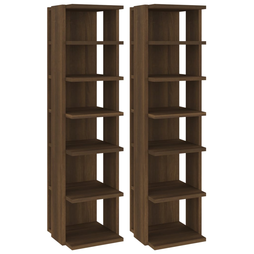 Racks de chaussures Vidaxl 2 st 27.5x27x102 cm Browniken en bois transformé