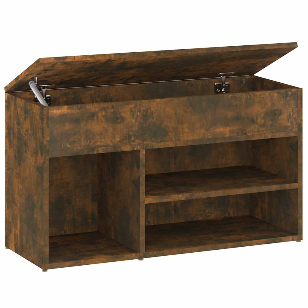 Banc de chaussures Vidaxl 80x30x45 cm Couleur de chêne fumé en bois