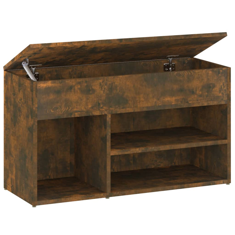 Banc de chaussures Vidaxl 80x30x45 cm Couleur de chêne fumé en bois