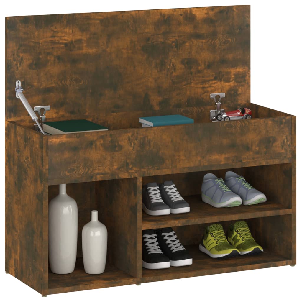 Banc de chaussures Vidaxl 80x30x45 cm Couleur de chêne fumé en bois
