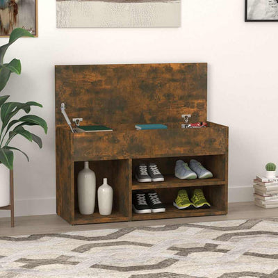 Banc de chaussures Vidaxl 80x30x45 cm Couleur de chêne fumé en bois