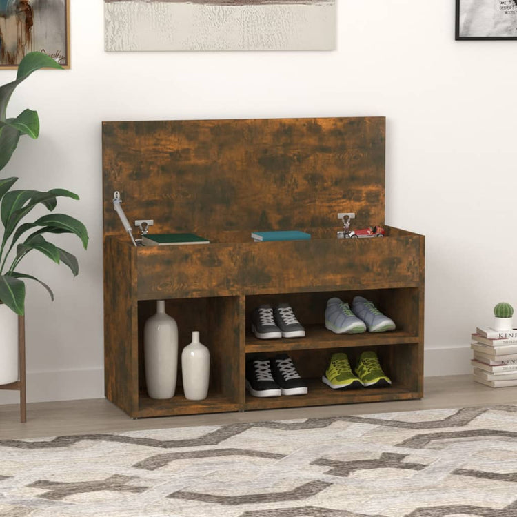 Banc de chaussures Vidaxl 80x30x45 cm Couleur de chêne fumé en bois