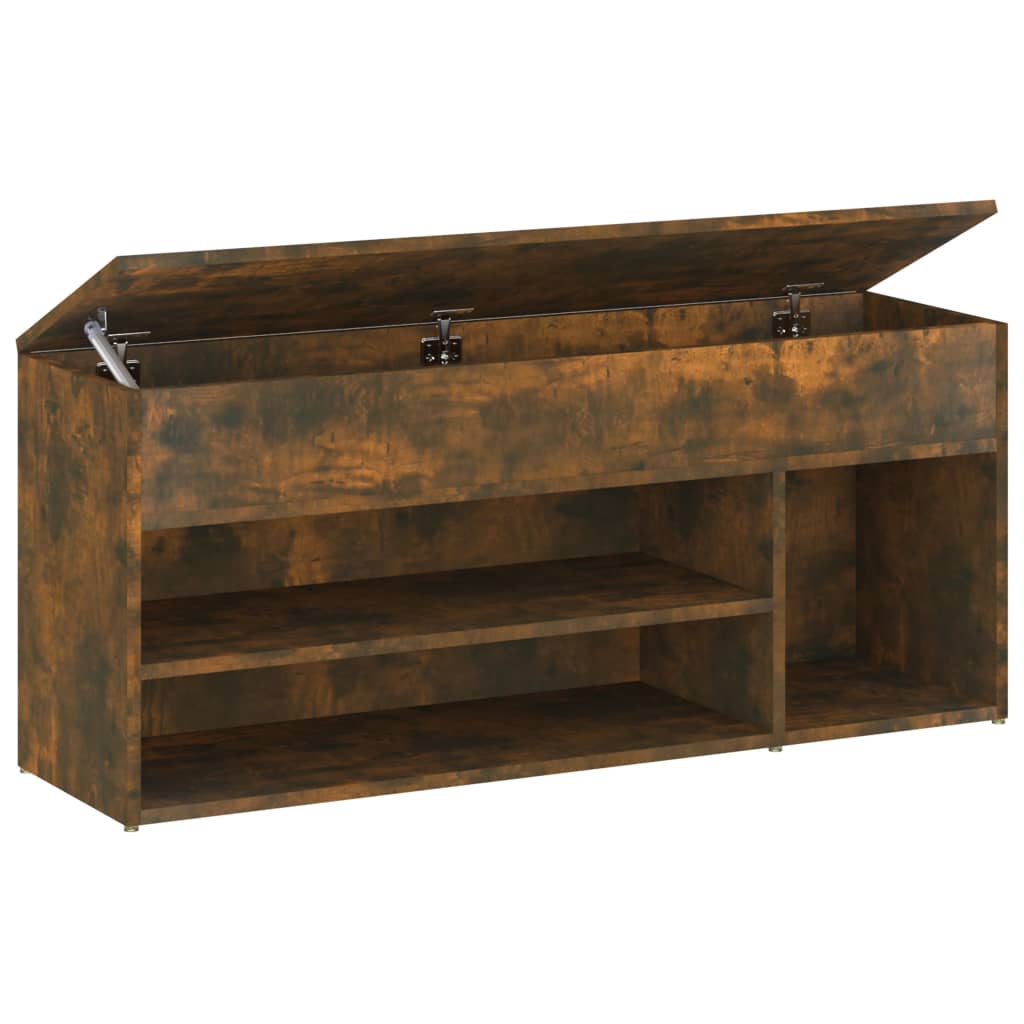 Canapé de chaussure Vidaxl 105x30x45 cm en bois transformé en bois de chêne fumé coloré
