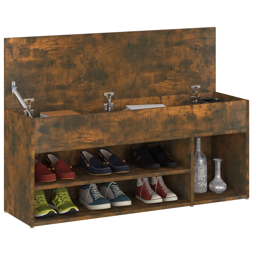 Canapé de chaussure Vidaxl 105x30x45 cm en bois transformé en bois de chêne fumé coloré