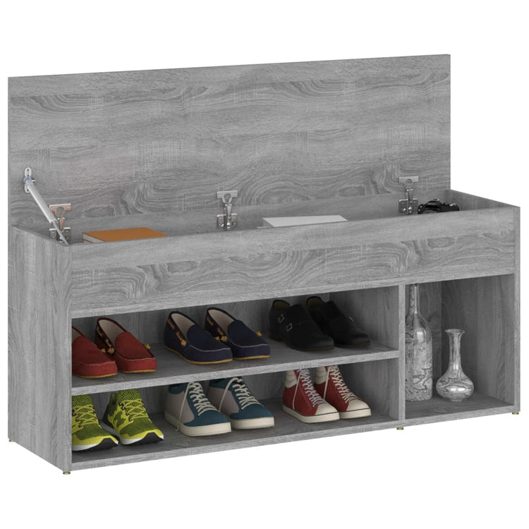 Canapé de chaussure Vidaxl 105x30x45 cm en bois de bois de bois de chêne Gris sonoma