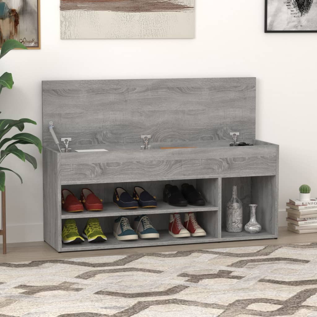 Canapé de chaussure Vidaxl 105x30x45 cm en bois de bois de bois de chêne Gris sonoma