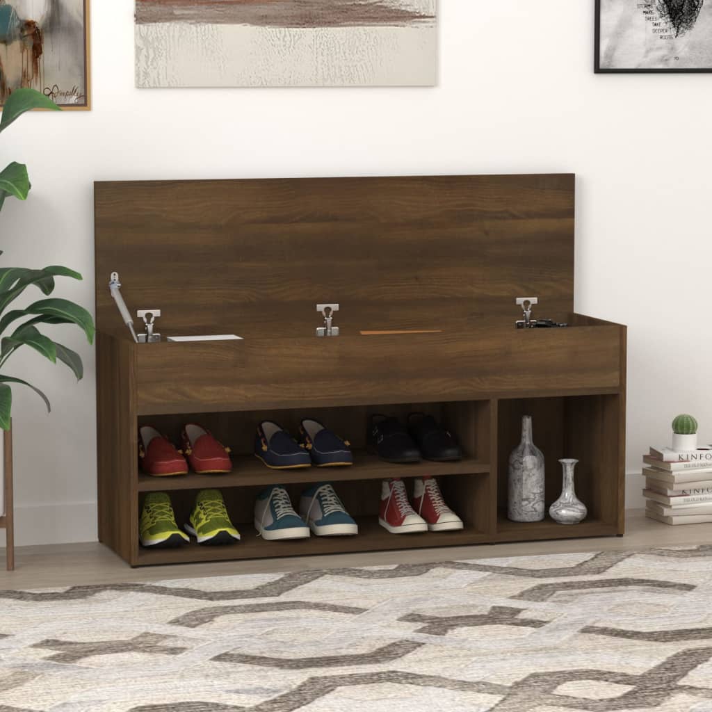 Canapé de chaussure Vidaxl 105x30x45 cm Couleur de chêne brun en bois transformé