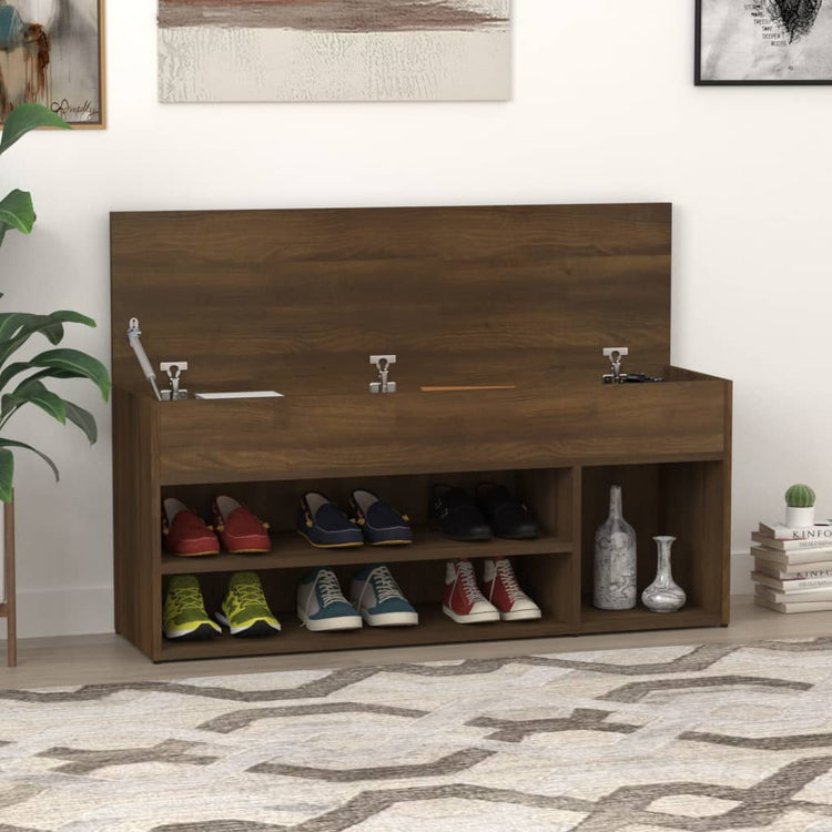 Canapé de chaussure Vidaxl 105x30x45 cm Couleur de chêne brun en bois transformé