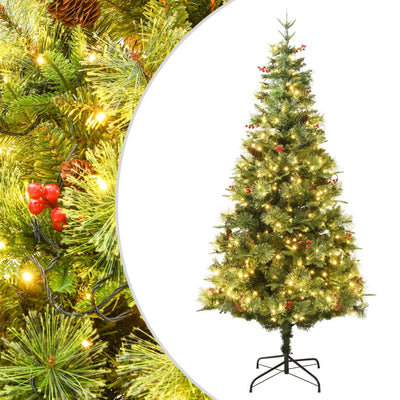 Vidaxl Tréser de Noël avec des cônes LED et de pin 120 cm en PVC et Green PE