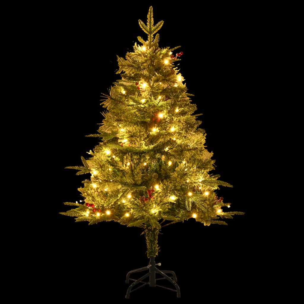 Vidaxl Tréser de Noël avec des cônes LED et de pin 120 cm en PVC et Green PE