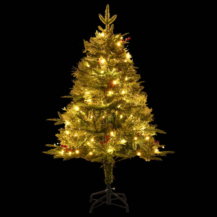 Vidaxl Tréser de Noël avec des cônes LED et de pin 120 cm en PVC et Green PE