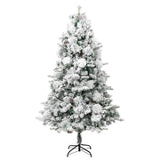 Vidaxl Christmas Tree avec des cônes LED et de pin et neige 195 cm PVC et PE - afbeelding 3