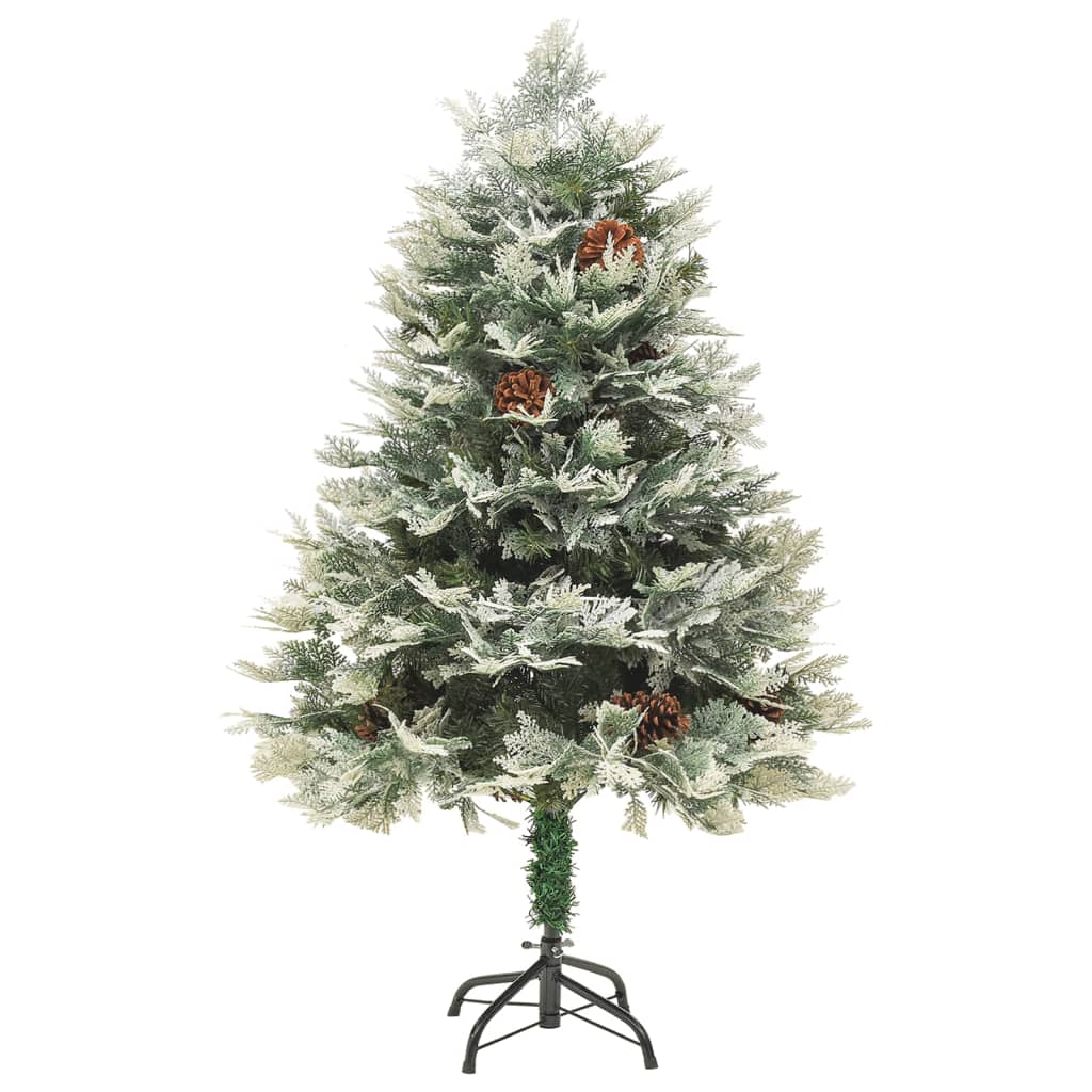 Vidaxl Tréser de Noël avec des cônes LED et de pin 120 cm en PVC et Green PE