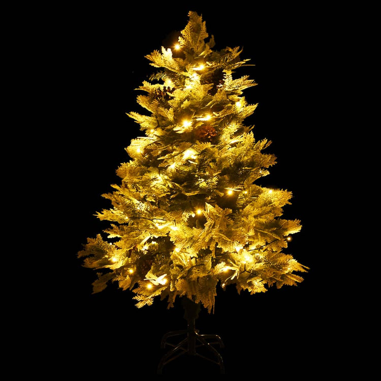 Vidaxl Tréser de Noël avec des cônes LED et de pin 120 cm en PVC et Green PE