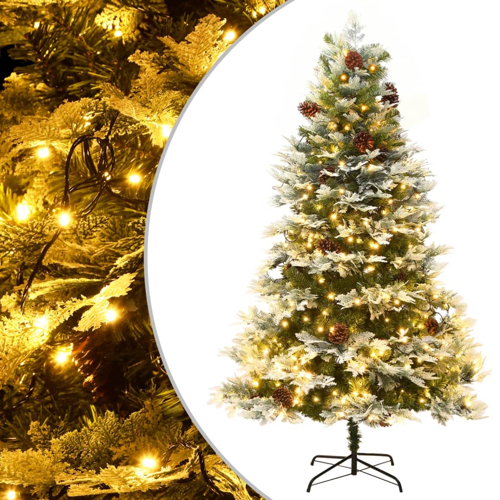 Vidaxl Christmas Tree avec des cônes LED et en pin 225 cm en PVC et Green PE