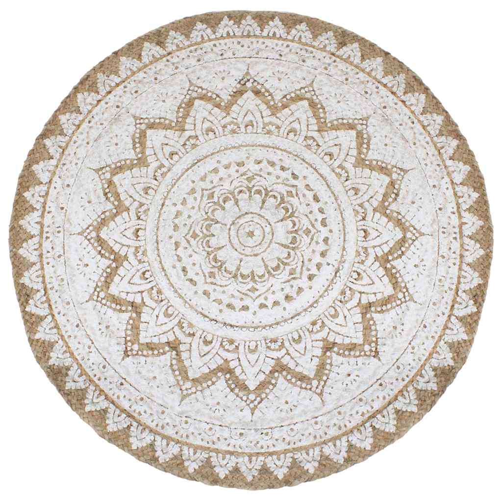 Tapis vidaxl avec imprimé autour de 180 cm de jute tressée