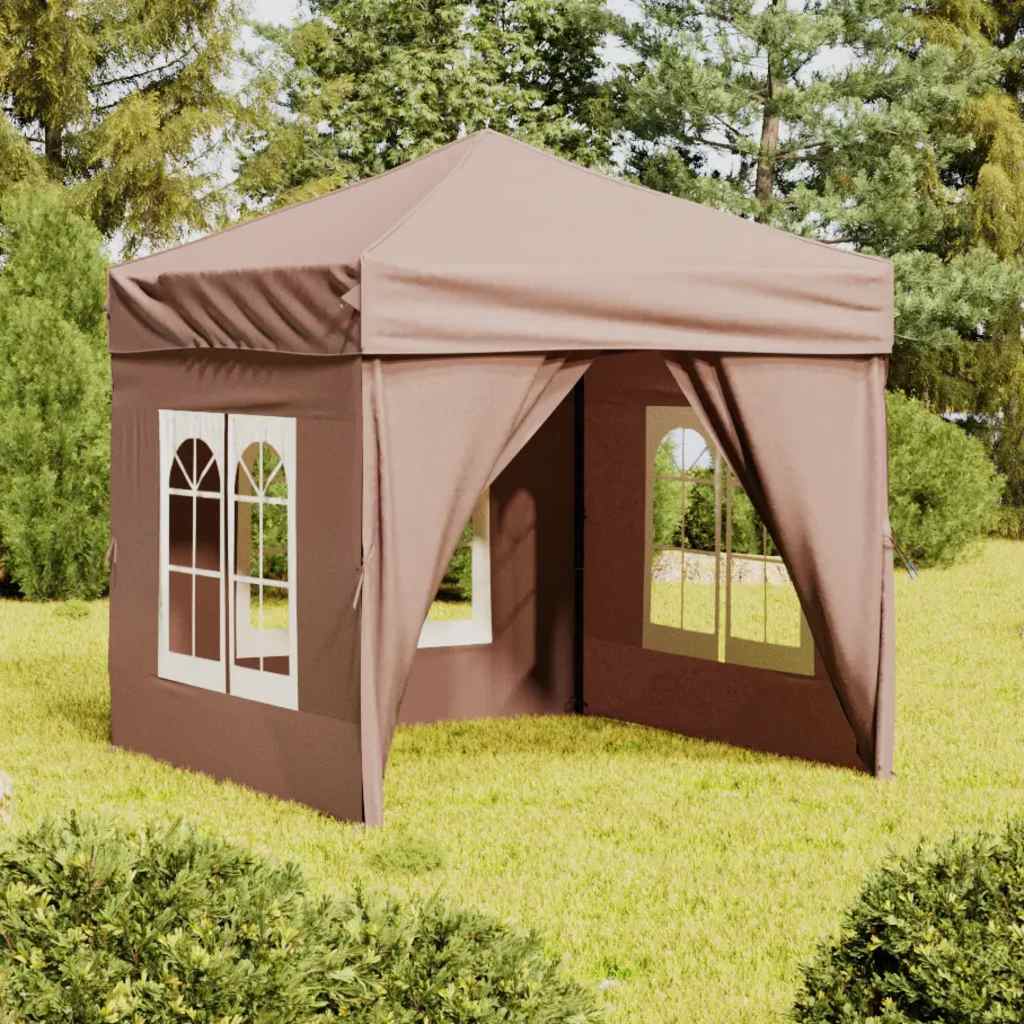 Vidaxl PartyTent pliable avec des parois latérales 2x2 m taupe