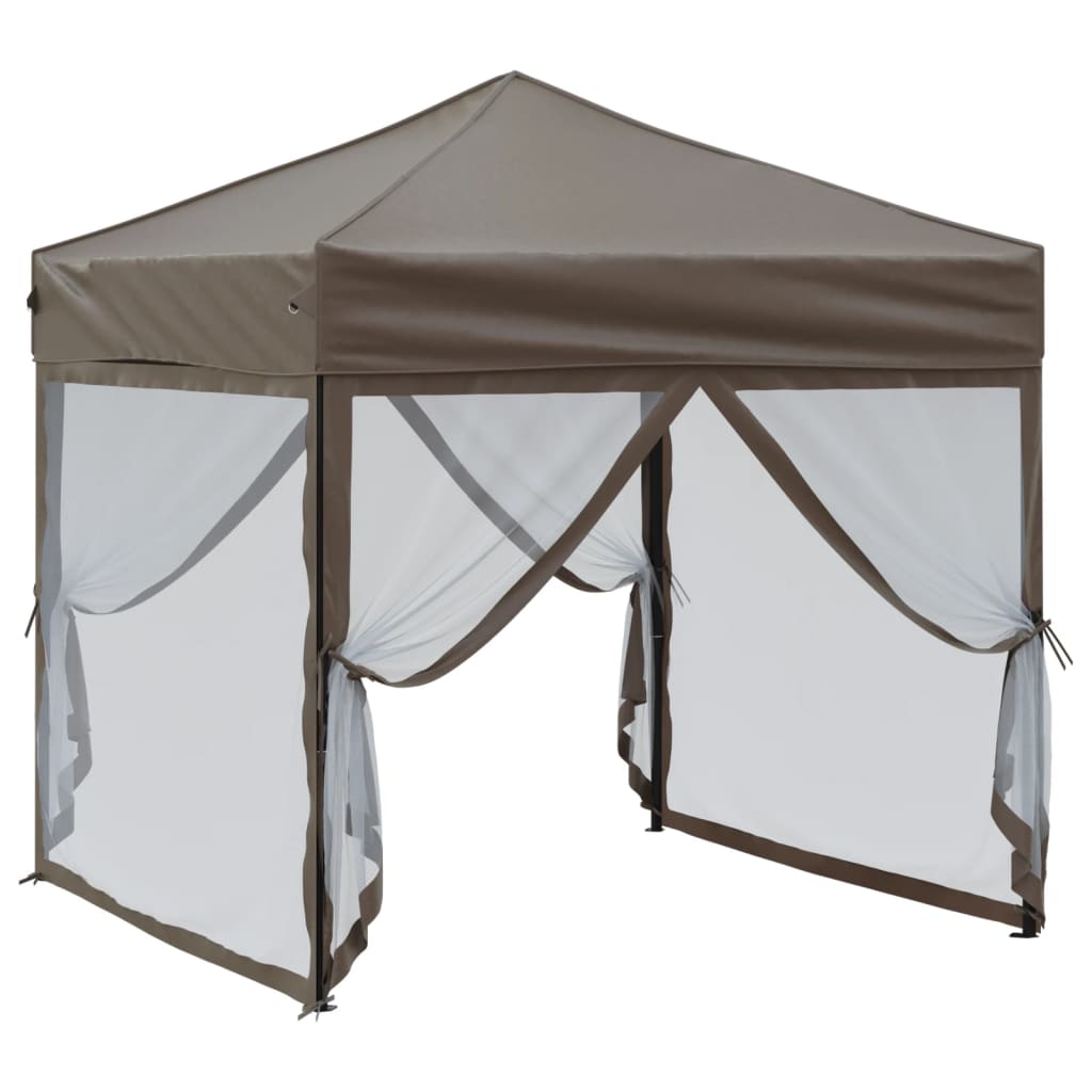 Vidaxl PartyTent pliable avec des parois latérales 2x2 m taupe