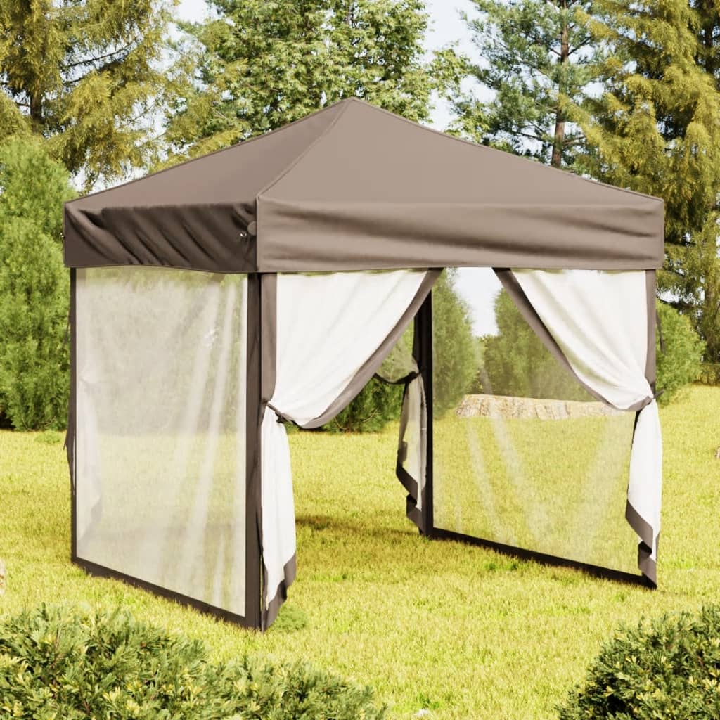 Vidaxl PartyTent pliable avec des parois latérales 2x2 m taupe