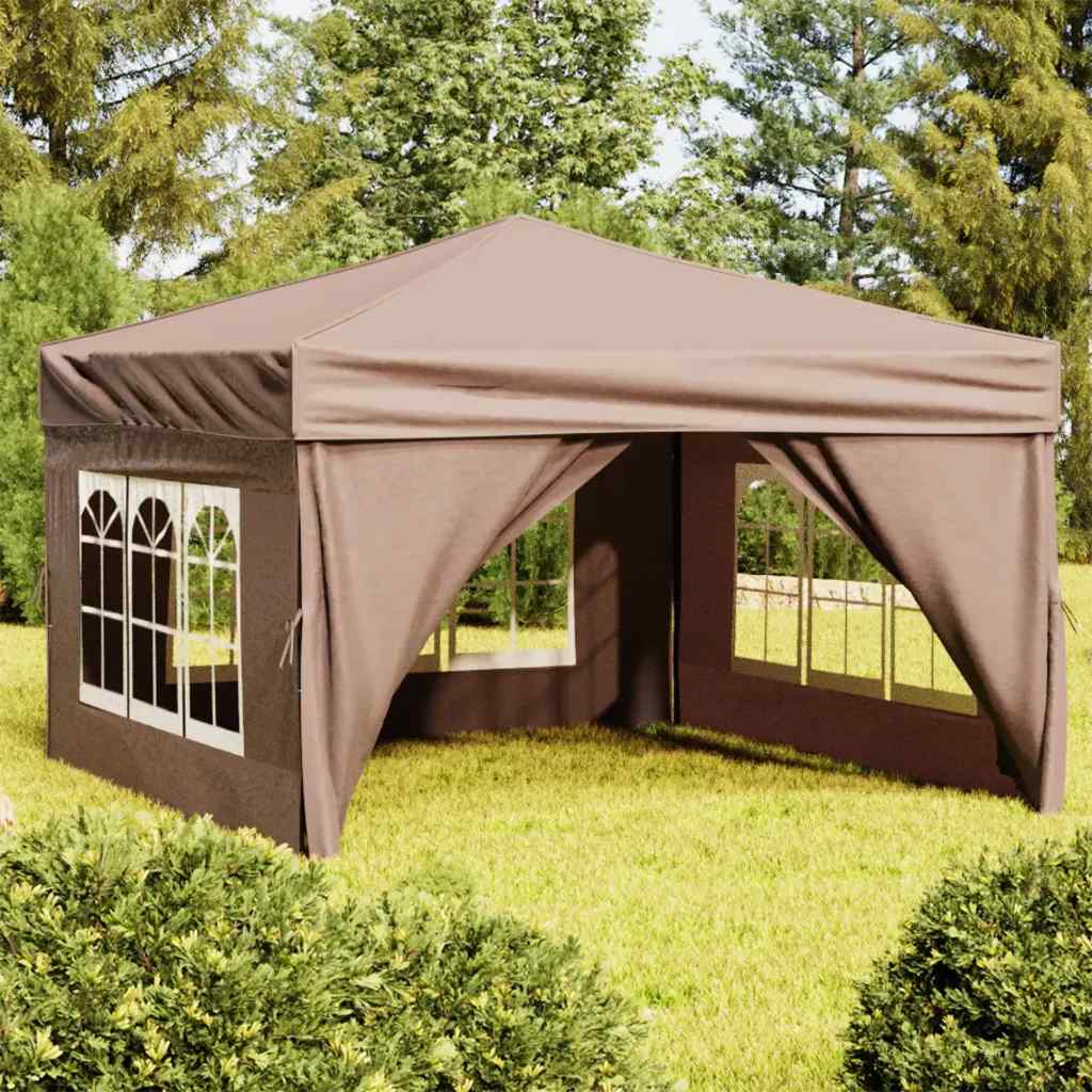 Vidaxl PartyTent pliable avec des parois latérales 3x3 m taupe