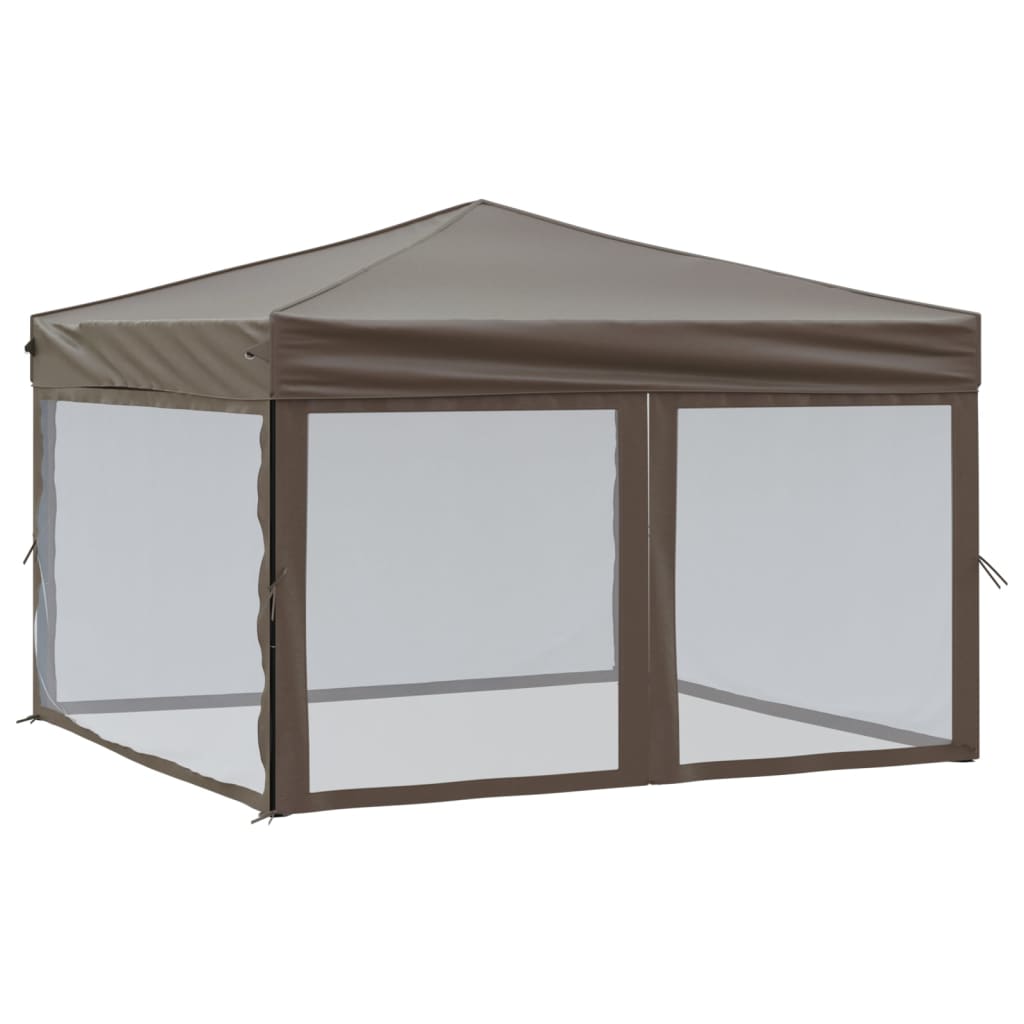 Vidaxl PartyTent pliable avec des parois latérales 3x3 m taupe
