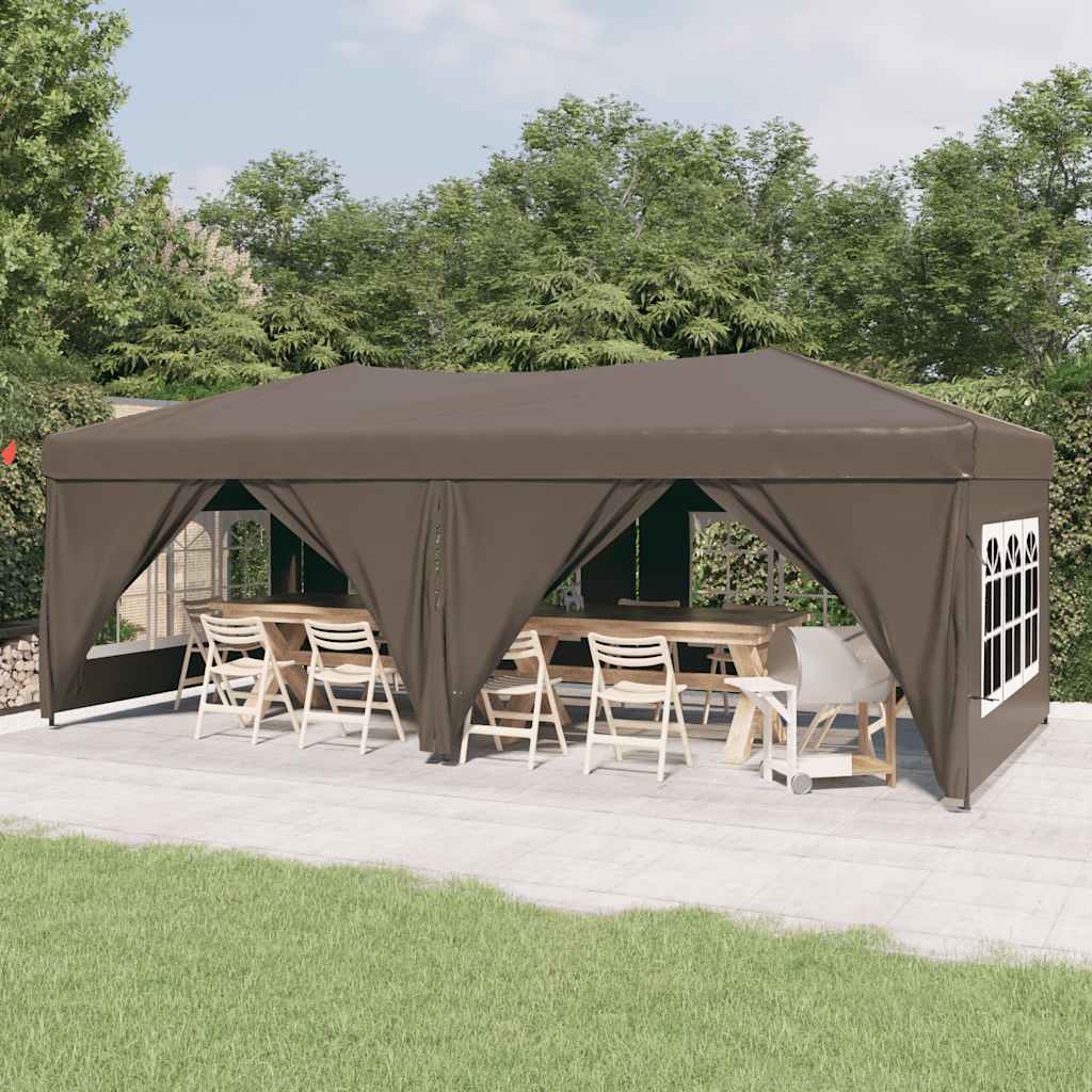 Vidaxl PartyTent pliable avec des parois latérales 3x6 m taupe