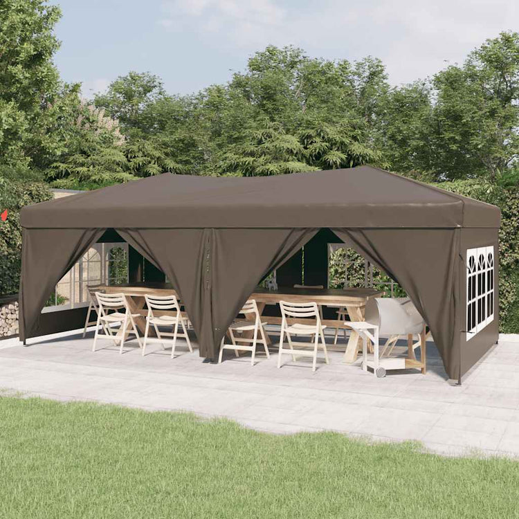 Vidaxl PartyTent pliable avec des parois latérales 3x6 m taupe