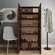 Armoire à chaussures Vidaxl 80x35.5x180 cm en bois de bois de bois fumé coloré - afbeelding 3