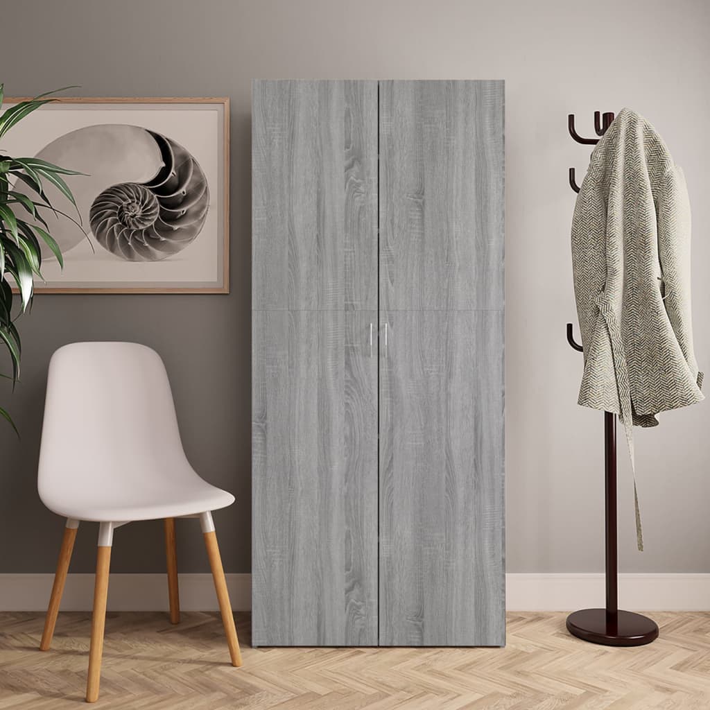Armoire à chaussures Vidaxl 80x35.5x180 cm en bois de bois de bois de gris sonoma