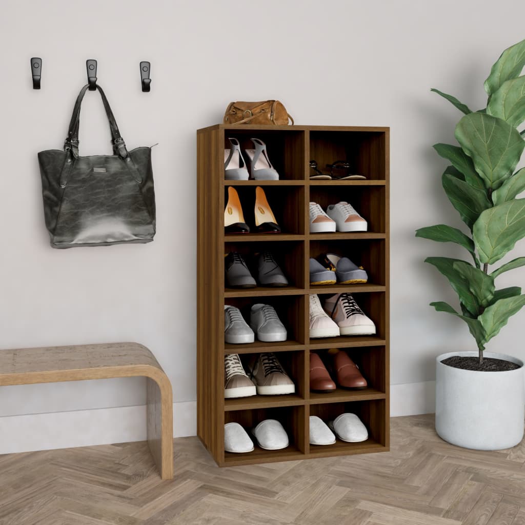 Rack à chaussures Vidaxl 54x34x100.5 cm Couleur de chêne marron en bois transformé