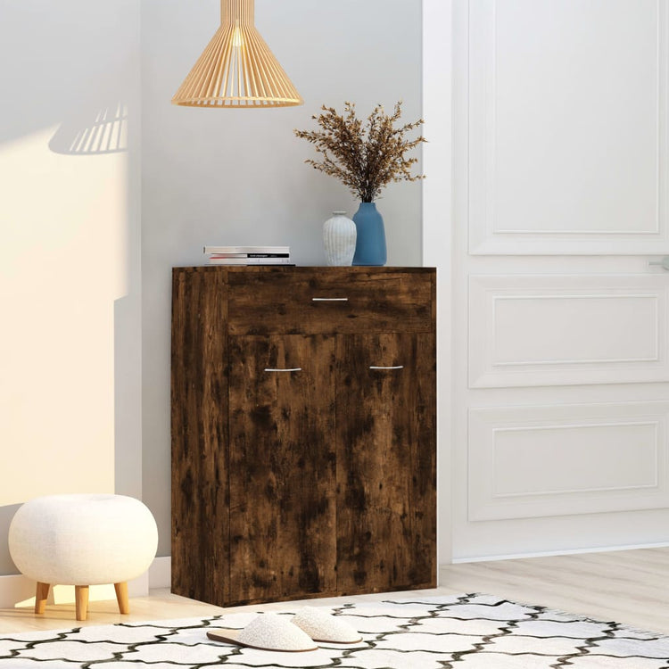 Armoire à chaussures Vidaxl 60x35x84 cm en bois de bois de chêne fumé coloré